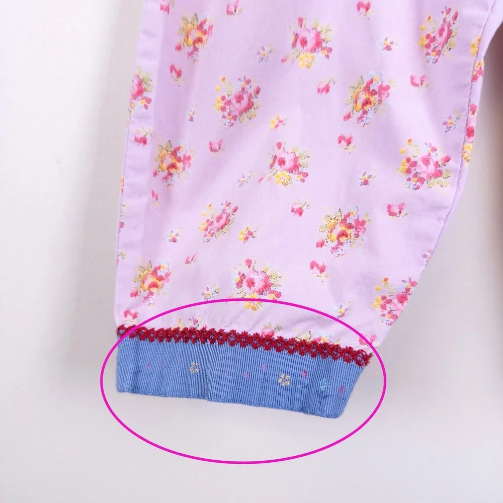 Vintage 90s Gymboree Floral Pants Baby 12-18M Purple Rose Print‎ Cotton Poplin